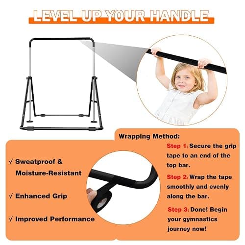 Nimsqury Foldable Gymnastics Bar, 5-Height Adjustable Gymnastic Bars for Kids at Home,Robust & Stable for Indoor/Outdoor Using,Weight Limit 140LBS thumbnail 5