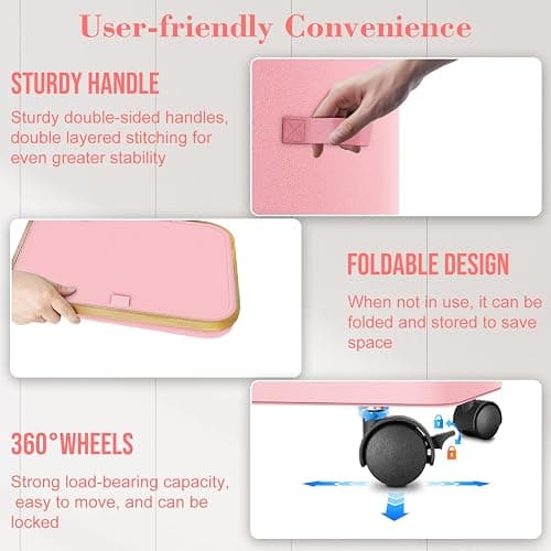 Laundry Hamper with Wheels,20 Gal (75L) Laundry Basket with lid Rolling Clothes Hamper Foldable Dirty Clothes Basket on wheels with Bamboo Frame and Bag for Bedroom, Dorm, Laundry Room-Pink thumbnail 3