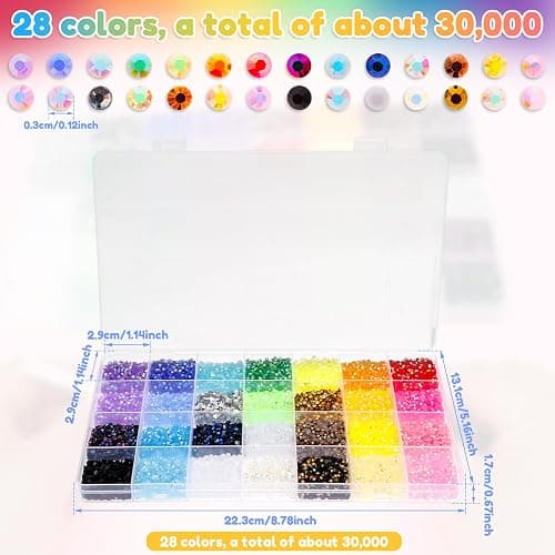 30000Pcs Bedazzling Kit, 28color Resin Jelly Rhinestones Gems Set for Bedazzling, 3mm Multi Color Flatback Rhinestones for Crafting Nail Diamond Art Cloth Shoes thumbnail 2