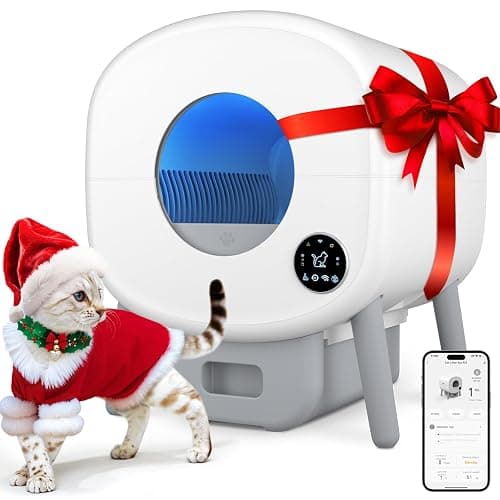Cumrige Self Cleaning Litter Box, Large Capacity Automatic Cat Litter Box Self Cleaning for Cats, App Control,Safety Protection, 2 Roll Garbage Bags,White & Grey - Image 1