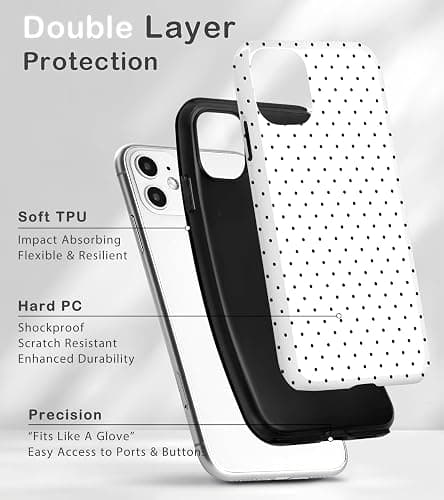 Amzfield for iPhone 12 Case for iPhone 12 Pro Case Cute Polka Dot Aesthetic Retro Design for Women Girls Fall Chic Girly Pretty Dual Layer Hybrid Protection Elegant Case for iPhone 12/12 Pro-White thumbnail 3