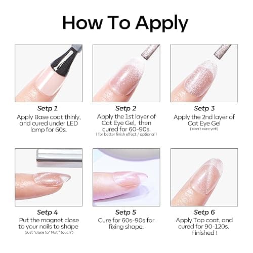 Modelones Gel Nail Polish, 6 Colors Light Baby Blue Green 9D Cat Eye Glitter Gel Polish with Magnetic Stick Summer Soak Off LED Manicure DIY Salon Gift Starter Kit thumbnail 8
