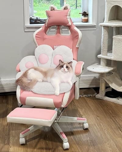 MOONBEEKI Cat Paw Cushion Chair Comfy Kawaii Plush Seat Cushions Shape Lazy Pillow for Gamer Chair 28"x 24" Cozy Floor Cute Seat Kawaii for Girl Worker Gift, Dining Room Bedroom Decorate （White） thumbnail 5