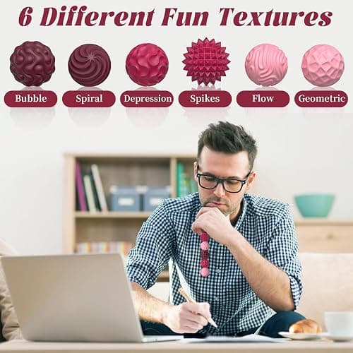Silicone Magnetic Balls, Fidget Toys for Adults & Teens, 6PCS Stress Balls Sensory Toy, Quiet Magnet Desk Fidgets with Textured, ADHD Anxiety Relief Items, Fun Stocking Suffers Gifts (Red) thumbnail 4