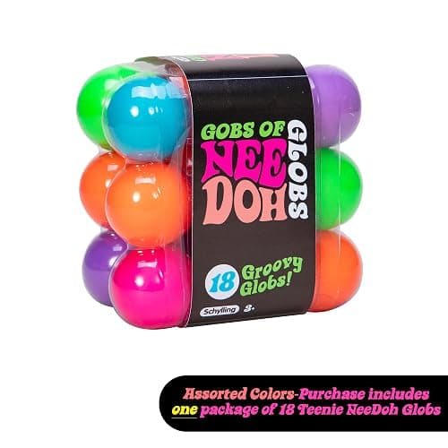 Schylling NeeDoh Teenie Gobs of Globs - Sensory Squeeze Toy - Contains 18 Mini Groovy Globs - 1.25" Wide - Multicolored thumbnail 2