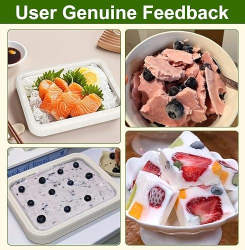 Rolled Ice Cream Maker Kit for Home, DIY Ice Cream Roll Pan with Scrapers, No Machine Required, Fun Ice Cream Maker for Kids, Family, Parties and Summer Desserts (White, M-8.85x6.88 inch) thumbnail 5