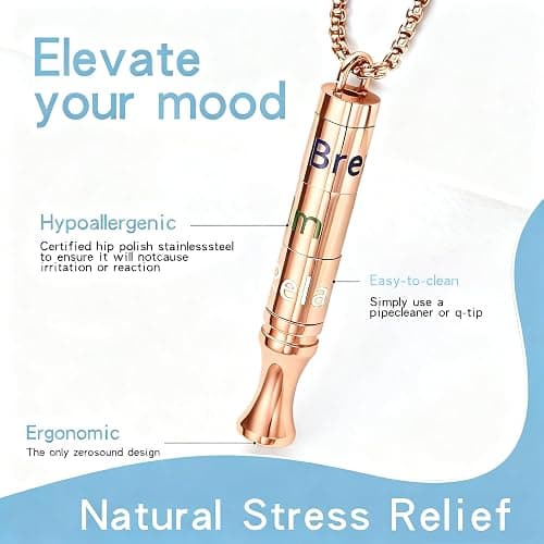 Fidget Necklace with Spinning Calm, Breathe, Relax Charms - Sensory Anxiety Relief & Deep Breathing Aid Stainless Steel Necklaces for Women Men thumbnail 3