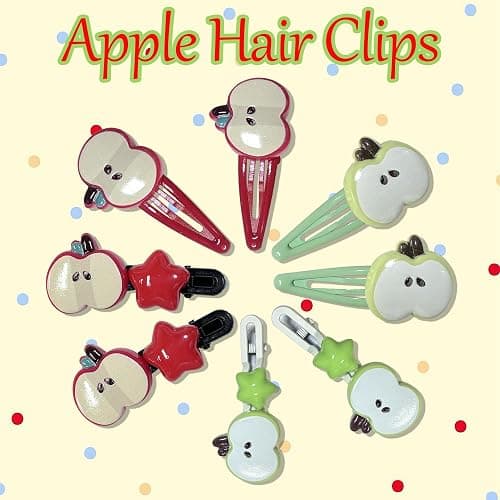 Piepaiho 8PCS Apple Hair Clip Small Fun Star Hair Clips for Girls &Women | Designed for Thick Thin Curly and Normal Hair. These Small Hair Clips Feature Tight Clamping Force To Fix Hair Firmly thumbnail 4