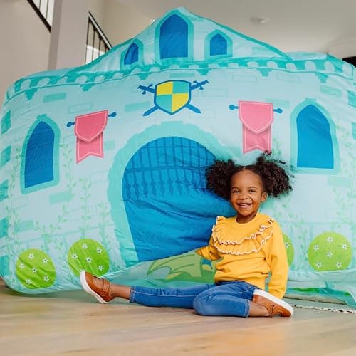 Chuckle & Roar Inflatable Air Castle Play Tent – 4.5 Ft Tall Indoor Inflatable Castle, No Poles Needed, Inflates with Box Fan (Not Included) – Pretend Play Fort for Kids Ages 3+ thumbnail 6