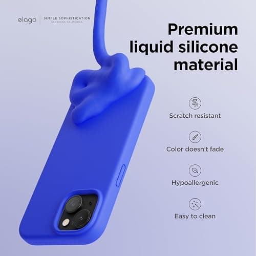 elago Compatible with iPhone 15 Case, Liquid Silicone Case, Full Body Protective Cover, Shockproof, Slim Design, Anti-Scratch Soft Microfiber Lining, 6.1 inch (Cobalt Blue) thumbnail 3