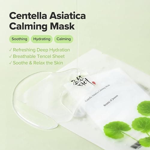 Beauty of Joseon Centella Asiatica Calming Mask Daily Moisturizing Soothing Cica Face Sheet Mask for All Skin Types, Korean Skincare Stuffers for Men Women, 10 sheets thumbnail 2