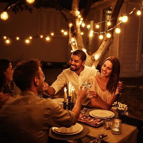 OHLUX Outdoor String Lights, 55FT Shatterproof LED Patio Lights with 26 Dimmable Plastic G40 Bulbs, 2200K Waterproof Connectable Hanging String for Backyard, Cafe, Porch, Deck, E12 Base thumbnail 8