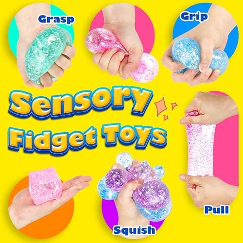 UGYWI Squishy Fidget Toys for Kids & Adults: 4 Pack Cube Sensory Squeeze Toy-Large Size 2.16'', Stress Anxiety Relief Balls, Gifts for Girls Boys Teens Party Favors, Toys for Ages 3 6 7 8 12 Years Old thumbnail 5