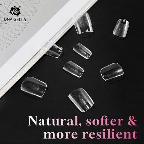 UNA GELLA Extra Short Square Nail Tips, 312pcs XS Square Gel Nail Tips | Soft Gel Full Cover Half Matte No Need File Acrylic Fake Nails for Nail Extension Home DIY Nail Salon 12 Sizes thumbnail 6