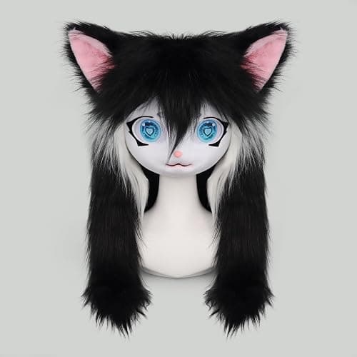 SMILETERNIT Animal Head Cat Fursuit Cut Mask Halloween Masquerade Costume Props thumbnail 2