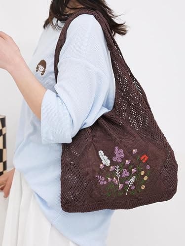 Stizimn Crochet Mesh Beach Tote Shoulder Handbags Hobo Summer Aesthetic Women's Bag thumbnail 2