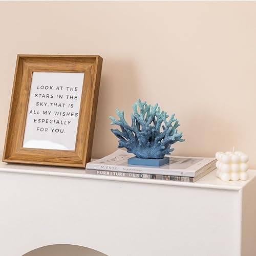Elegondrar 5.8" H Blue Coral Decor, Resin Coral Statue, Nautical Decorations for Home, Beach/Coastal/Ocean Themed Cabinet Shelf Tabletop Decor thumbnail 7