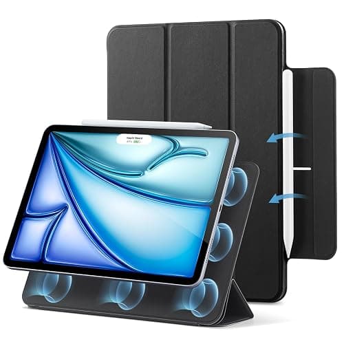 ESR für iPad Air 11 Zoll 2025 Hülle M3/M2, iPad Air 7/6/5/4 Hülle (2024/2022/2020) Starke Magnetbefestigung, Trifold Ständerhülle, unterstützt Pencil Pro/USB-C, automatisches Ruhen/Wecken, Schwarz - Schwarz - Image 1