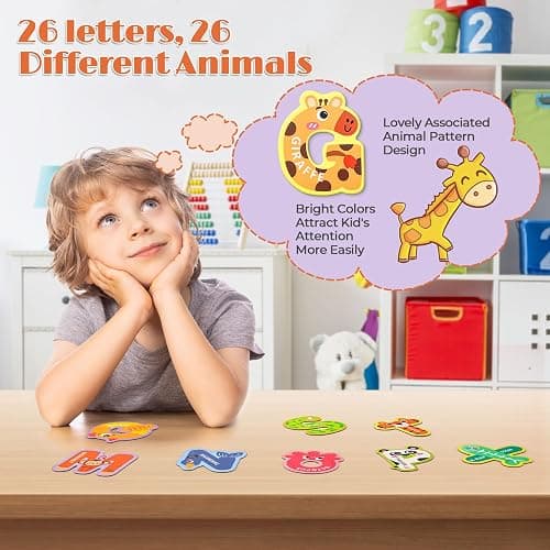 Magnetic Letters,Large Size Fridge Magnets for Kids,Alphabet ABC Magnets for Refrigerator, Capital Animal Toys, Educational Spelling Learning Games Toys for Preschool thumbnail 4