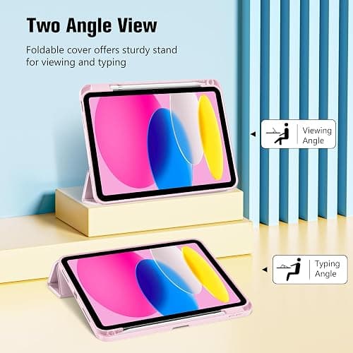 ProCase for iPad (A16) 11th Generation 11 Inch 2025/ iPad 10th Generation 10.9 Inch 2022 Case with Pencil Holder, Hybrid Cover with Soft TPU Back, Supports Touch ID, Auto Wake/Sleep -Lightpink thumbnail 6