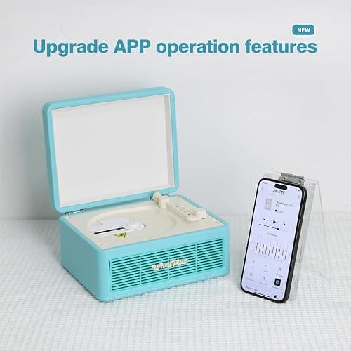 WhatPlus CD Player with Bluetooth Speaker, High-Fidelity Sound, App-Controlled, Magnetic Display for Photos & Pins, Retro Desktop Music Player, Gift for Music Lovers (Light Blue) thumbnail 2