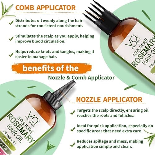 VITAL AFFAIR 100% Pure Rosemary Oil For Hair Growth With Castor, Batana, Jojoba Oil - Infused With Biotin & Vitamin E-Blend of Effective Hair Oils for Hair Growth-Strengthening Treatment 6 Fl Oz - Natural Light Rosemary - 6 Fl Oz (Pack of 1) thumbnail 5