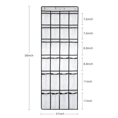 SAVERHO Over The Door Shoe Organizer, Hanging Shoe Organizer with 24 Mesh Large Pockets Door Shoe Rack Organizer for Men Women Kids Hanging Shoe Storage Bag.(White thumbnail 2