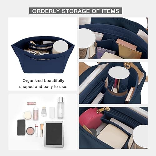 LOUKAYCCI Felt Purse Organizer Insert for Longchamp Le Pliage M Handbag Insert (Dark Blue, Medium) thumbnail 5