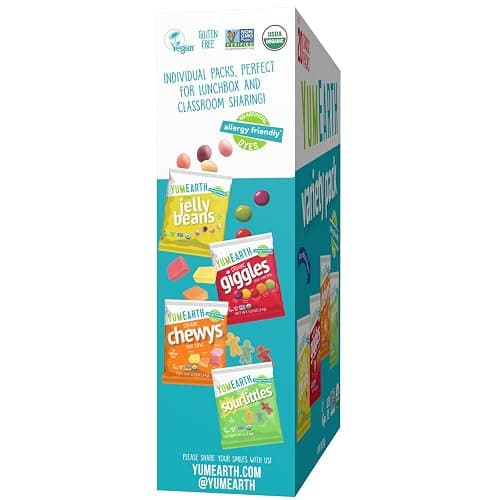 YumEarth Organic Variety Box - Jelly Beans, Giggles, Chewys, Sour Littles - Allergy Friendly (Top 9 Free), No Artificial Dyes, Non GMO, Gluten Free, Vegan -Individually Wrapped (Pack of 20) thumbnail 8