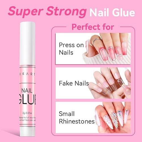 Makartt Nail Glue for Press On Nails, 5-10s Fast Air Dry No UV Lamp, Hema-Free Strong Bond for Nail Tips, Fake Nails, Broken Nail Repair & Decor, Easy-to-go for Beginner & Salon Nail Techs,5 x 2g thumbnail 3