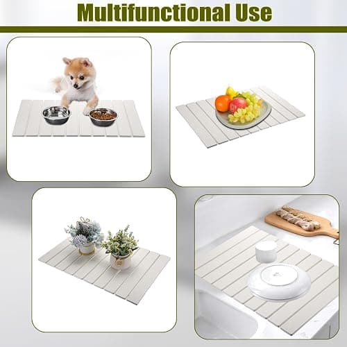 SUMTree Multi-Piece Combination Diatomite Stone Bath Mats, Non-slip washable Modern Mats for Bathroom, Kitchen, Laundry Room, 58 * 39 * 0.8cm (White) thumbnail 4