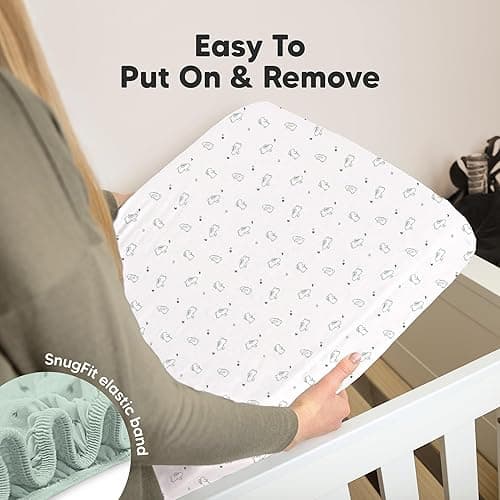 KeaBabies 2-Pack Organic Crib Sheets for Boys, Girls - Fitted Crib Mattress Sheet Neutral, Breathable Jersey Cotton Cover for Baby Bed, Toddler Mattress, Soft & Cute Prints (Bunnies) - Bunnies thumbnail 6