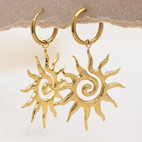 Frigotine Gold Dangle Hoop Earrings for Women, Trendy Sparkly Hypoallergenic Fashion Jewelry Gift for Prom Wedding Party Accessories thumbnail 7