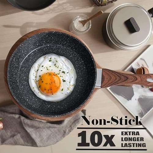 Kitchen Academy Induction Cookware Sets - 12 Piece Cooking Pan Set, Granite Black Nonstick Pots and Pans Set thumbnail 2