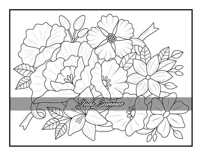 100 Flowers: An Adult Coloring Book with Bouquets, Wreaths, Swirls, Patterns, Decorations, Inspirational Designs, and Much More! thumbnail 76