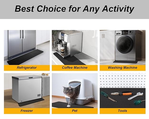 GMATCHUP Refrigerator Mat, Washing Machine Spill Liner, Drip Tray and Leak Catcher Mat, Fridge Mat Prevent Water Leakage and Floor Damage from Elecrical Equipment Heavy Duty 37.5'' x 8.5'' Black thumbnail 6