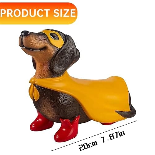 Halloween Dachshund Decor, 7.87 Inch Blow Mold Lighted Super Hero Dachshund Statue, Vintage Wiener Dog Decor, Outdoor/Indoor Halloween Party Decoration for Yard or Home thumbnail 3