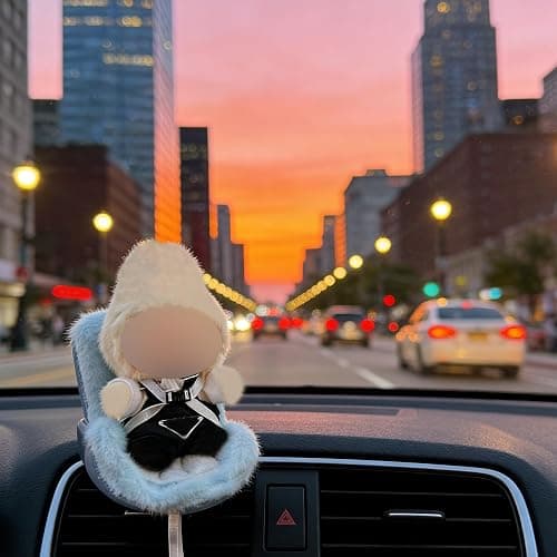 SwiftServ Doll Car Seat for 3–8 inch Figures, Compatible with Labubu and Other Plushes, Blind Box Dolls & Vinyl Collectibles, Includes Air Vent Clip & Desktop Stand, Cute Car Ornament for Collectors thumbnail 6