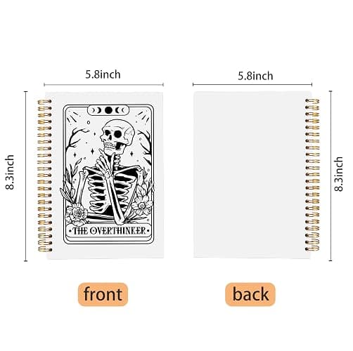 Ecezatik the Overthinker Tarot Card Notebook Journal, Gothic Goth Skull Notebook Journal, Witchy Journal, Goth Office Supplies, Witchy Stuff Spiral Notebook 5.5x8.3 thumbnail 3
