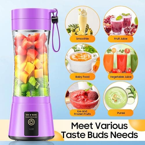 Personal Size Travel Portable Blender - Mini Shakes & Smoothies Blender | 380Ml BPA Free Cup Small Blender, High Speed & Efficient Mixing, Easily Squeezed Fresh Juice Shakes in Sports/Travel/Home thumbnail 2
