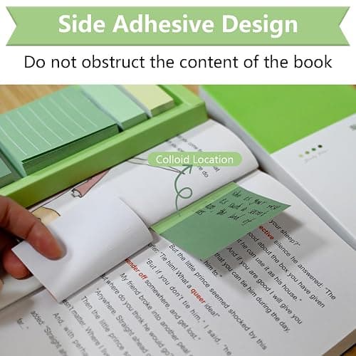Green Lined Sticky Notes Set, 240 Sheets Pastel Sticky Note Pads, Self-Stick Index Tabs Memo Notepads for School, Office and Home thumbnail 5