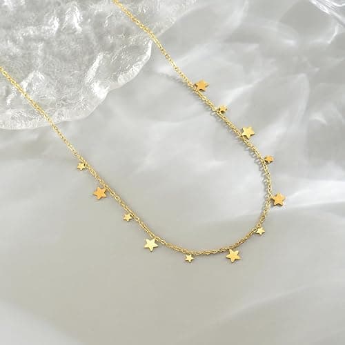 Havopso Gold Chain Necklace for Women 18K Gold Plated Dainty Star Cross Heart Cuabn Choker Chains Stainless Steel Trendy Jewelry Christmas Gifts thumbnail 5