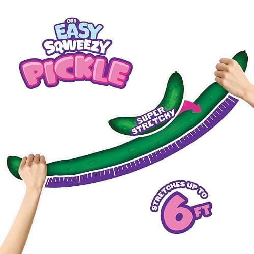ORB Easy Sqweezy Giant Stretchy Pickle - Stretches Up to 6 Feet Long - Huge Jumbo Sized Squishy Veggie Toy, Perfect to Squeeze for Stress Relief - Fun Novelty Sensory Fidget Toy for Kids and Adults thumbnail 2