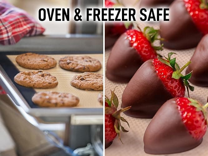 Zulay Kitchen Silicone Baking Mat Set – 2-Pack 16.5″ × 11.6″ Reusable Non-Stick Silicone Baking Sheets, Food-Safe, Heat-Resistant up to 250°F – Perfect for Cookies, Pastries & Oven Use (Dark Gray) thumbnail 5