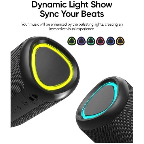 Portable Bluetooth Speaker with Lights, Powerful Crystal Clear Sound, IPX5 Waterproof, All Day Playtime, AUX&TF-Card Input, Bluetooth 5.3, TWS Paring, Small Wireless Speaker for Outdoor, Gift Ideas thumbnail 3