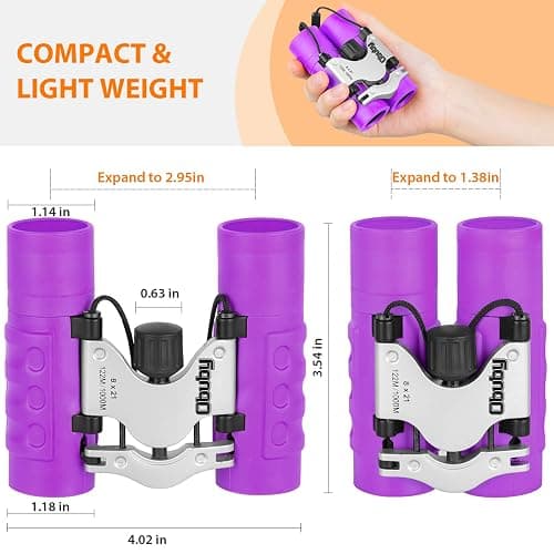 Obuby Real Binoculars for Kids Gifts for 3-12 Years Boys Girls 8x21 High-Resolution Optics Compact Toy Binocular for Bird Watching,Travel, Camping thumbnail 3