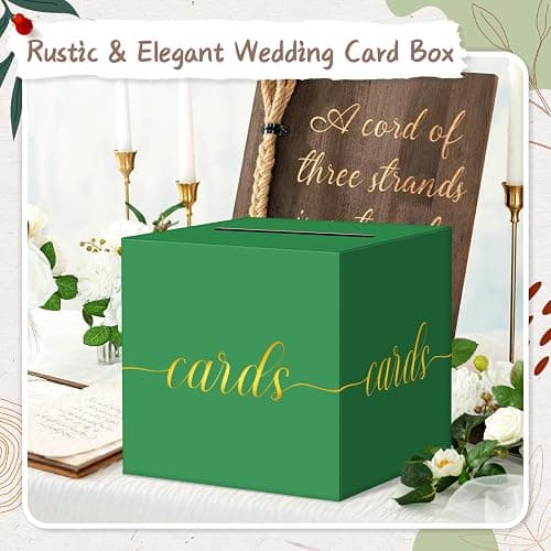 QIKSION Green Graduation Card Box, Gold Foil Gift Card Box for Graduation, Party, Wedding Reception, Birthday, Baby Shower, Raffle thumbnail 3