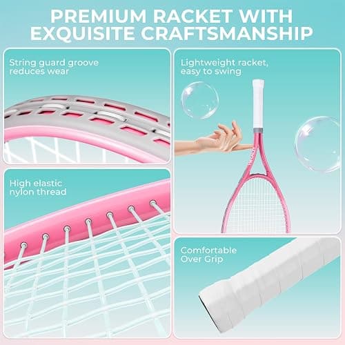 HIRALIY Tennis Rackets 2 Pack for Adults Beginners - 27 Inch Lightweight Aluminum Tennis Racquet Set with 3 Balls & Carry Bag - Vibration Dampening & Large Sweet Spot for Men Women Couples thumbnail 2
