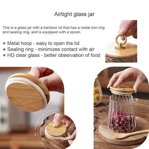 CNWSGEM Sugar Bowls Sugar Container 25.36 FL OZ Glass Coffee Canister Airtight Food Storage Jar with Lid and Spoon Candy Jar Coffee Bar Accessories Storage Beans Powder (Conical) thumbnail 5