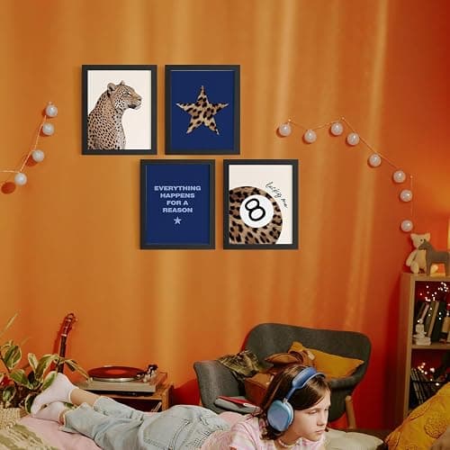 DSHFG Preppy Navy Blue Leopard Cheetah Prints Y2K Room Decor Funky Cheetah Posters for College Dorm Decor Wall Art Set of 4, Lucky 8 Ball Poster for Teen Girls Bedroom Bathroom Dorm 8x10 Unframed thumbnail 5